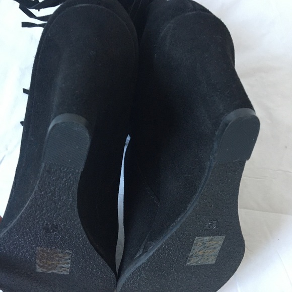 STEVEN Eragon Black Suede Wedge Fringe Boots Size 9 NWT - Picture 8 of 14